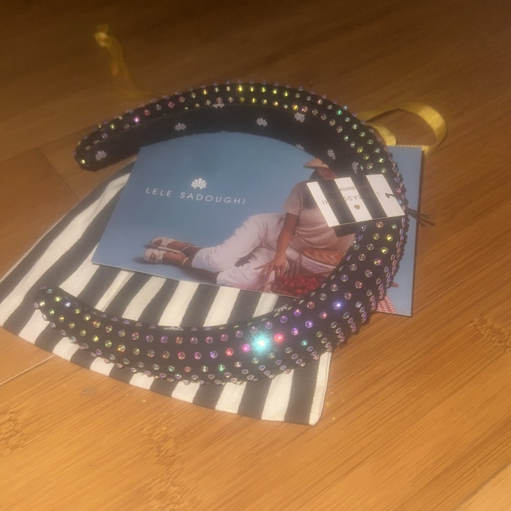Lele Sadoughi Crystal Mesh “Alice Headband” with Iridescent Bling